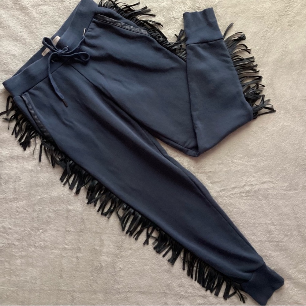 Double D Ranch Sweatpants Faux Leather Fringe Size 1X Pull‎ On Plus Size